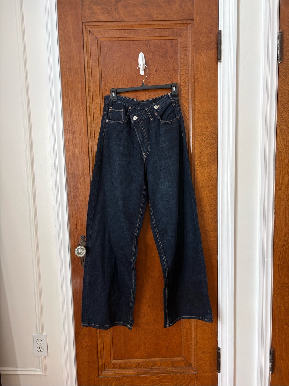 Zara Dark Blue Wide-Leg Criss cross Women's Jeans - size 4